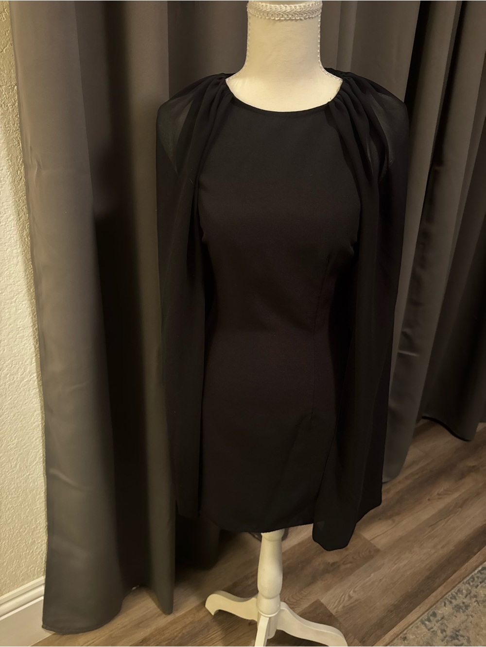 Black Zara Cape Cocktail Dress